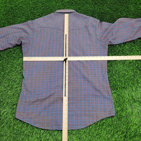 Vintage 80s LEE Plaid Button Shirt M/L 22x31 Red - Picture 4 of 11